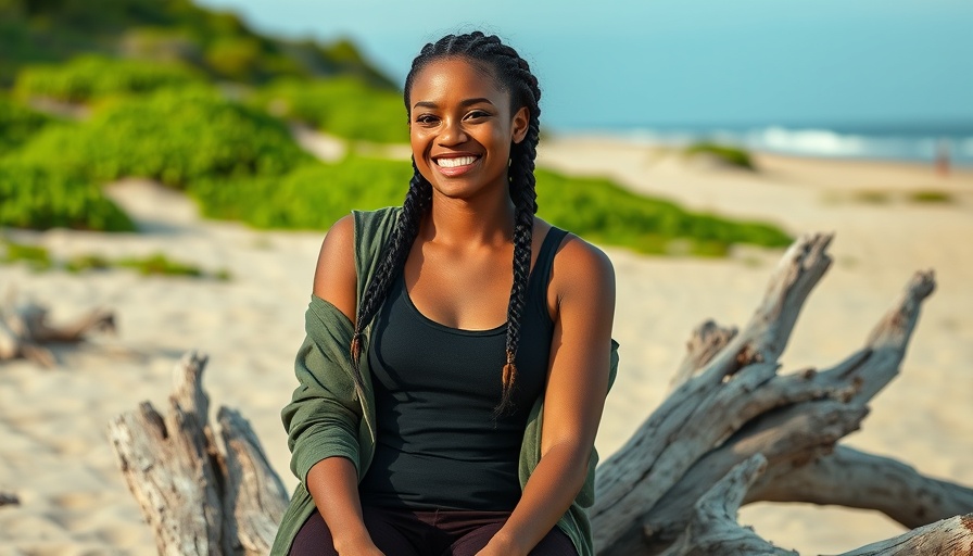 Cheerful woman enjoying nature, related to backpacking and truck camper living.