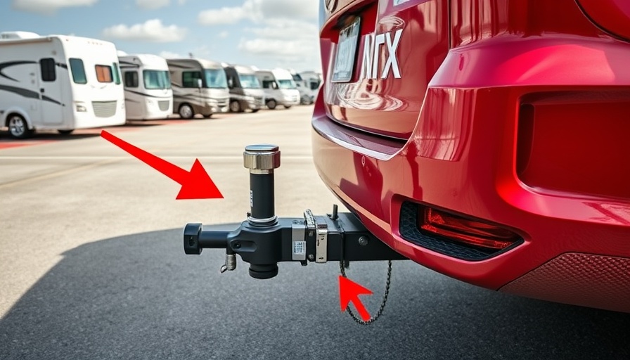 RV hitching dangers shown with vehicle and RV hitch danger zone.