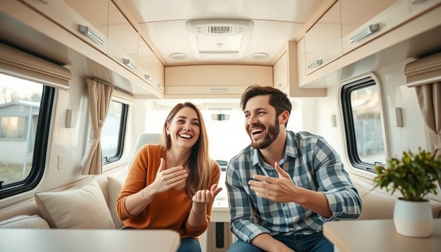 Couple in RV planning efficient RV living on a budget.