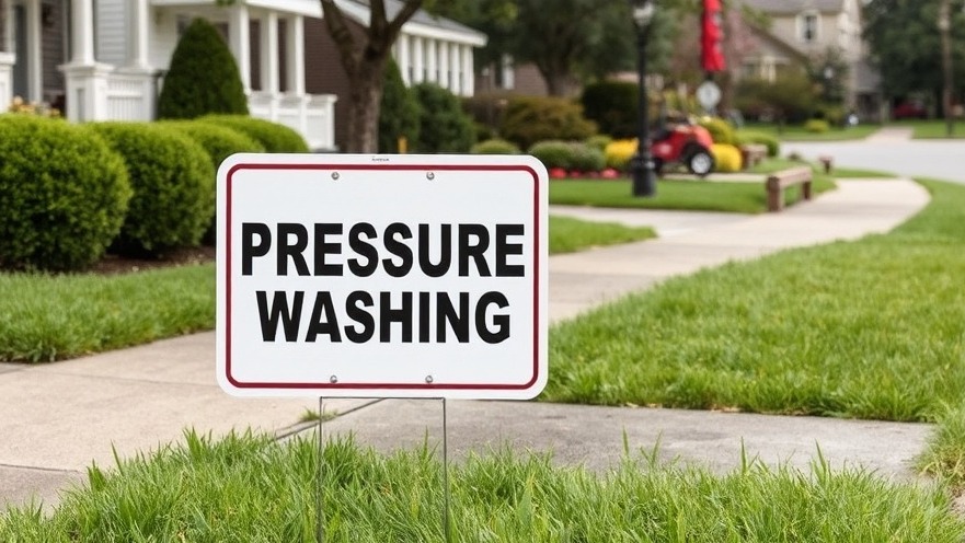 Pressure washing business tips: traditional yard sign in residential area.