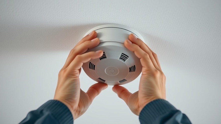 Hands installing a smoke detector, highlighting DIY smoke detector replacement for home safety.