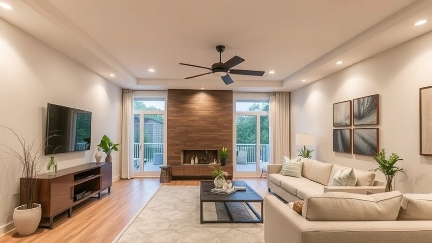Recessed lighting in a stylish residential living room design.