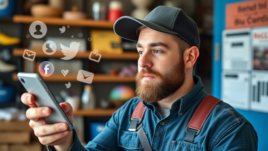 Blue collar owner discovering pressure washing business tips through social media marketing.