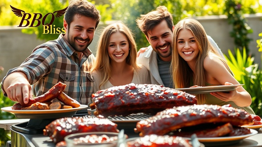 A family enjoying BBQ recipes with fall-off-the-bone ribs in a sunny backyard.