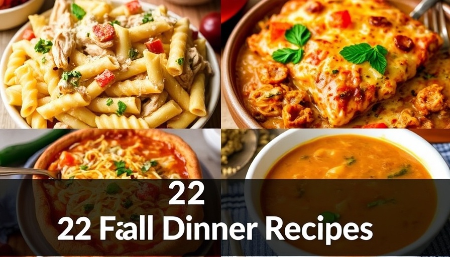 Collage of Easy Fall Dinner Recipes showcasing savory dishes.