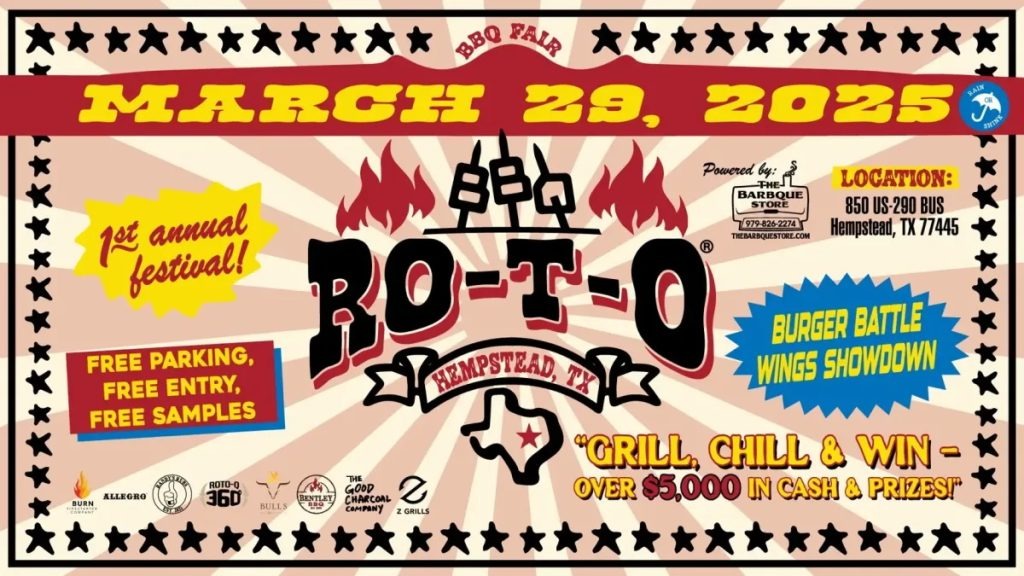 BBQ RO-T-Q Burger and Wing Competition festival poster, March 29, 2025.