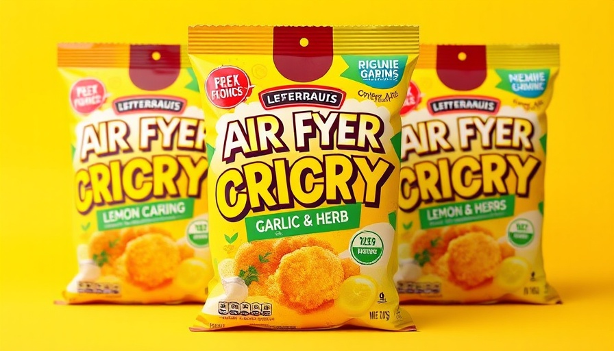 Air fryer crunchy coatings packaging with lemon garlic and herb.