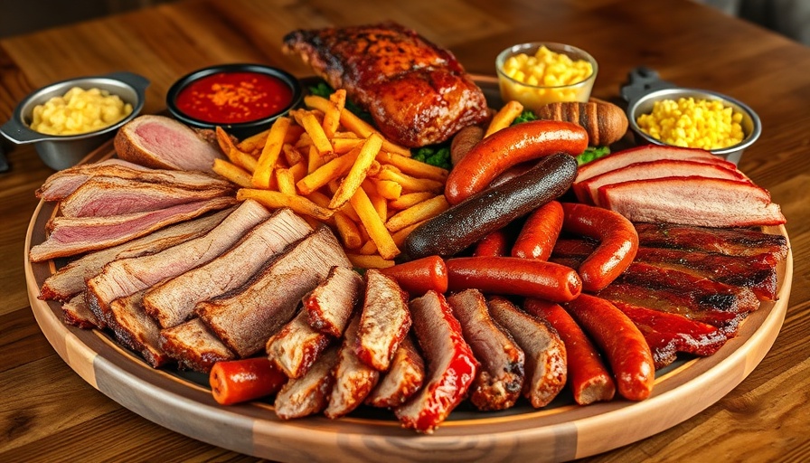 Platter showcasing the Fort Worth barbecue scene with assorted meats.