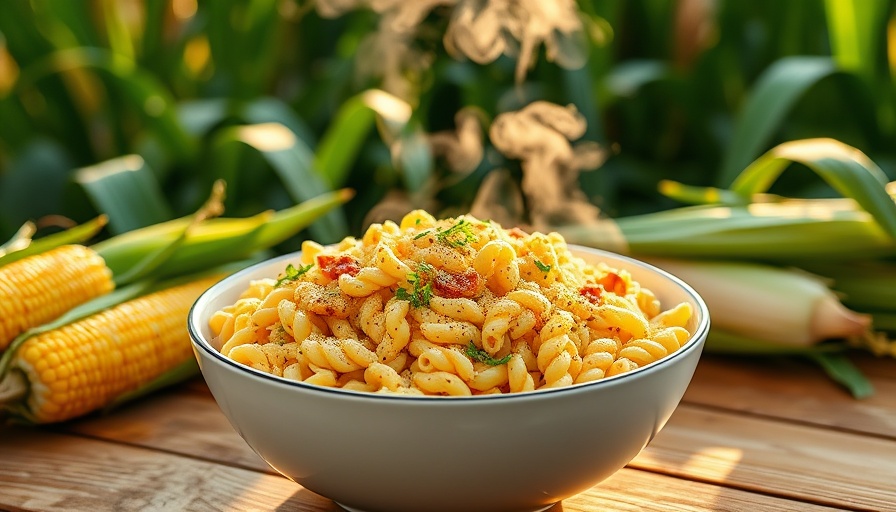 Vibrant BBQ salad with smoked meats, corn in bowl.