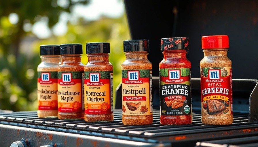 BBQ rub recipes with McCormick seasonings on a grill.
