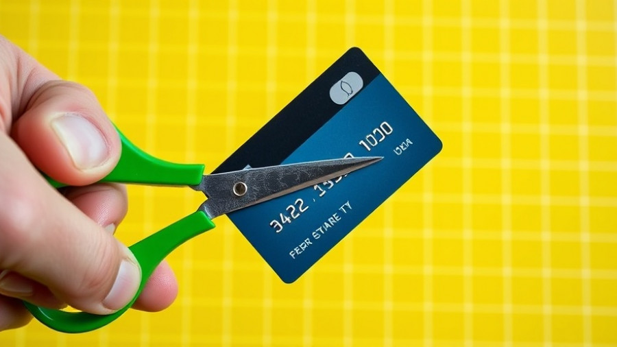 Cutting debit card for fraud prevention, illustrative style