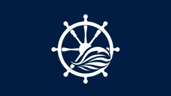 Nautical-themed logo on navy background for roofing