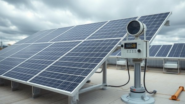 Class A Thermopile Pyranometer with solar panels on industrial rooftop.