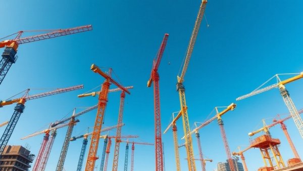 High cranes and lifts at a construction site showcasing jobsite automation technology.