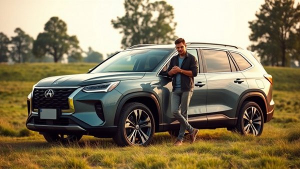 Opel Grandland Electric SUV with man in grassy field background