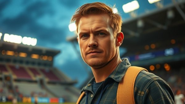 Determined male at Roofing Expo 2026 illuminated on field