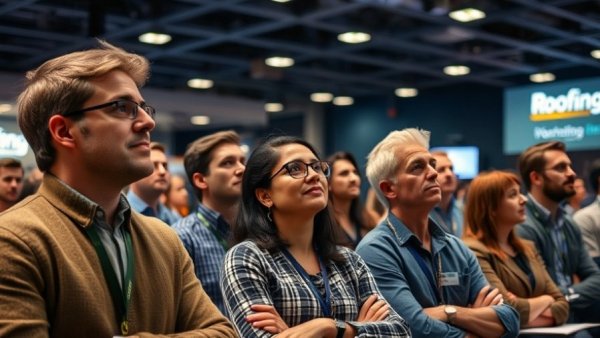 Spanish-Language Education in Roofing session with engaged attendees.