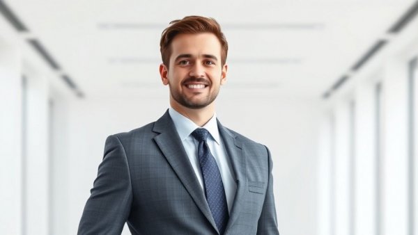 Professional businessman in office, relevant to roofing industry.