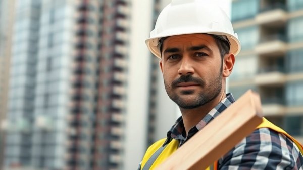 Construction worker addressing backlog in urban site.