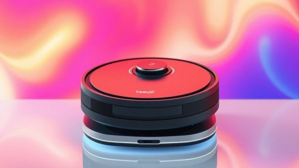 Yeedi S16 Robot Vacuum on charging station with vibrant background.