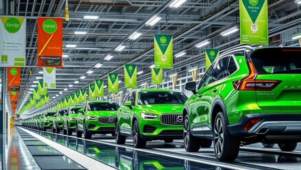 Riddara local production Thailand in a modern car assembly plant with green SUVs.