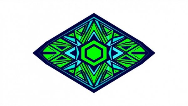 Modern geometric roofing logo with green and blue design.