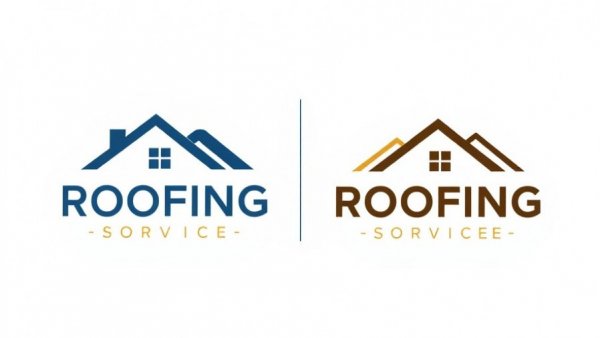 Minimalist roofing service company logos on a white background.