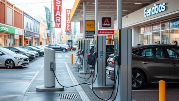 UK's largest destination charging hub with multiple charge points in retail area.