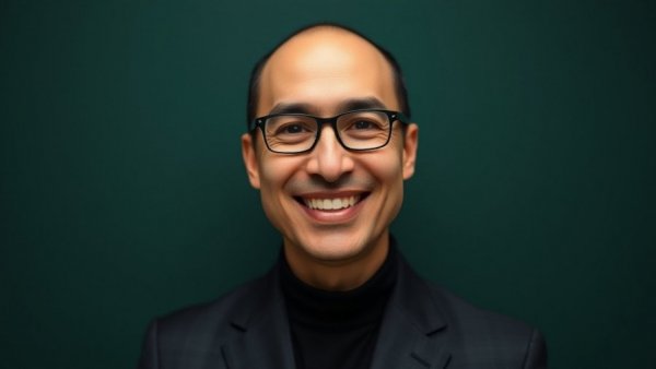 Business professional in formal attire on green background