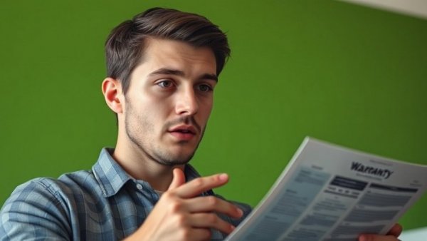 Young man explaining warranty details, protecting investments.