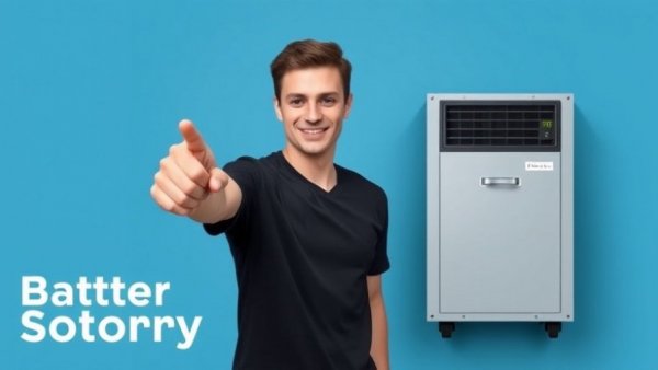 Young man presenting SolarEdge Nexus Inverter and Battery Solution.