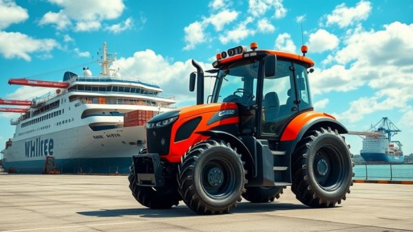 DFDS electric terminal tractors operating at a busy port.