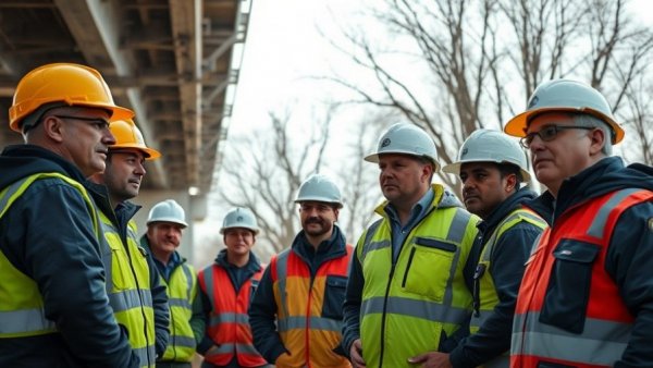Construction workers in real-world training for construction education.