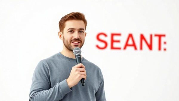 Confident male speaker presenting on investment risks.