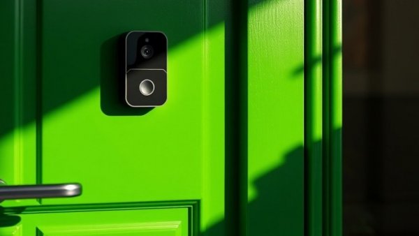 Modern 2K video doorbell on green door for affordable home security.
