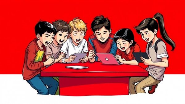 Students using tablets at a red table, illustrating Canvas hack student data theme.