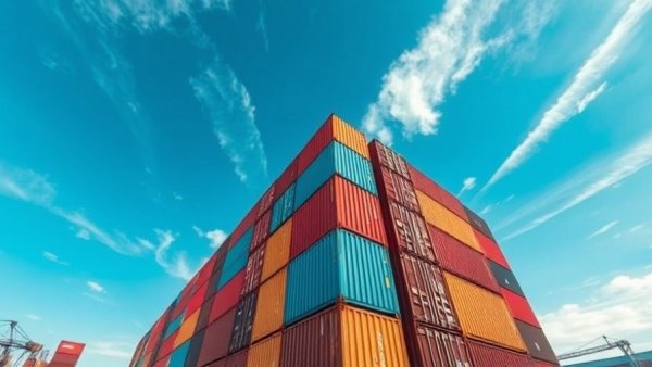 Colorful containers against blue sky, roofing costs perspective.