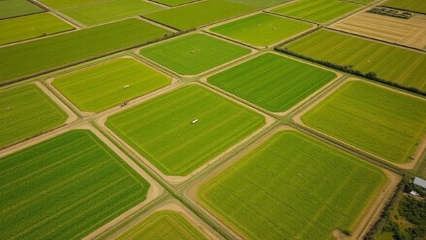 Aerial farm with plots and cattle, RS-485 Sprinkler Control setting.