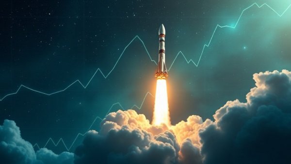 SpaceX rocket launch with financial graph, cosmic scene, invest in SpaceX before its IPO.
