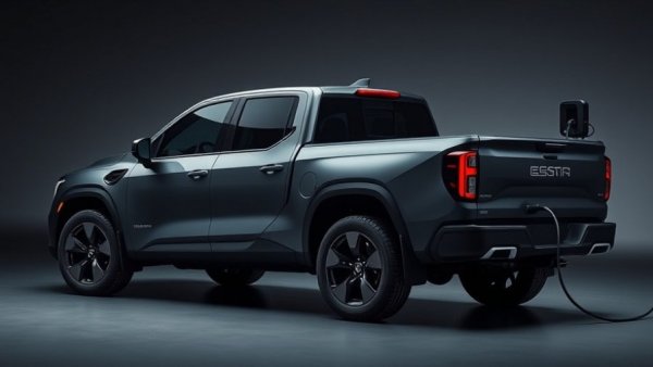Electric Hilux parked and charging in a studio setting