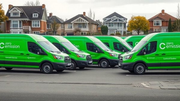 Electric vans with zero emissions branding demonstrating An Post's effort to halve emissions.