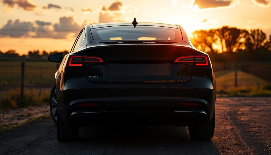 Sleek electric car at sunset in Norway countryside, highlighting EV trend.