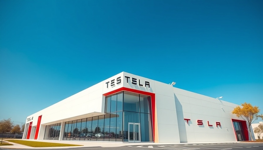 Tesla dealership, clear blue sky, New York EV dealership requirement changes.
