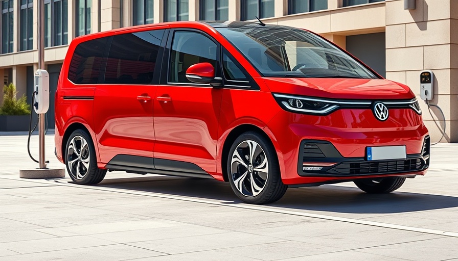 VW ID. Buzz GTX family van at charging station in urban setting.