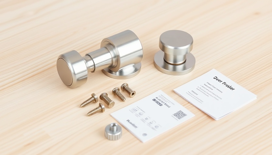 GHome K10PRO Smart Fingerprint Doorknob set with accessories on a table.