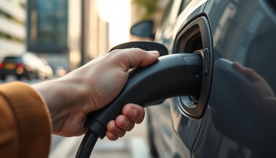 Electric car charging in Abu Dhabi, close-up on charger.