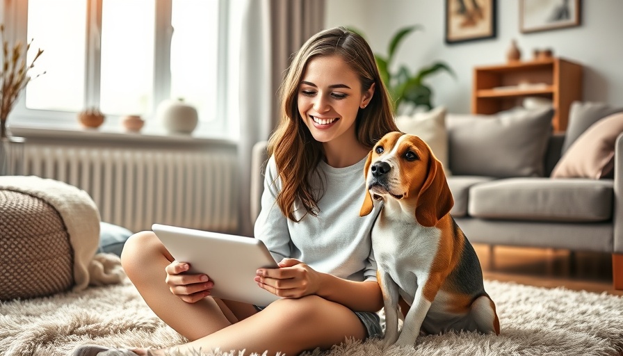 Woman and beagle enjoying Amazon Pet Day Discounts together.