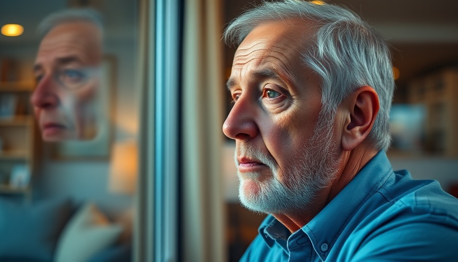 Older man reflecting on retirement in thoughtful pose.
