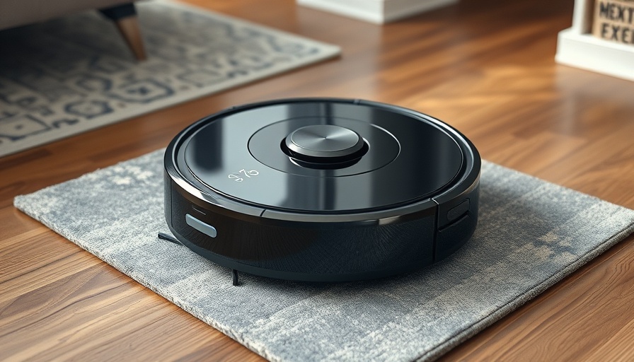 Sleek self-washing robot vacuum on mixed surface