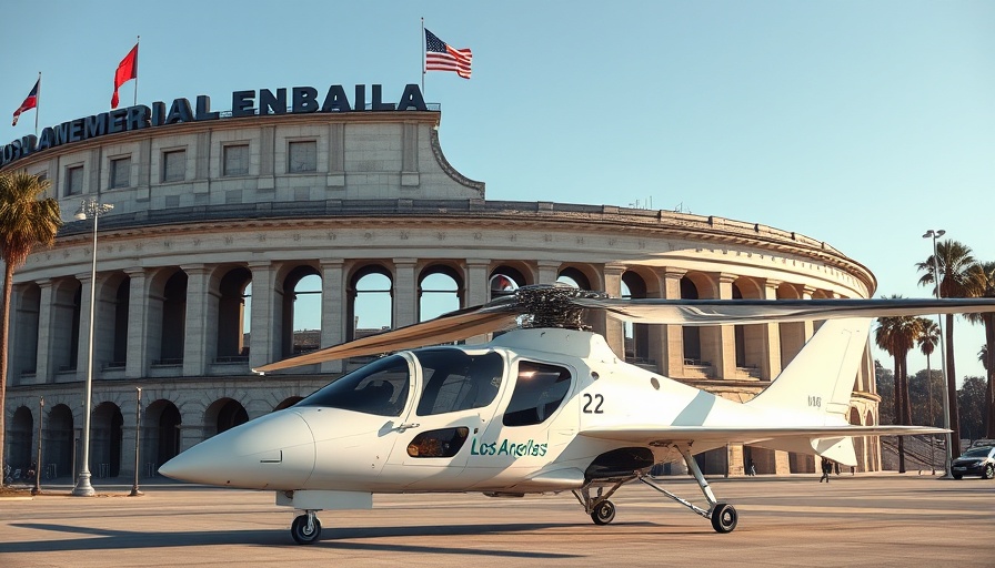 Futuristic air taxi at Los Angeles Memorial Coliseum, Archer Olympic deal.